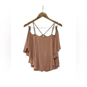 Free People Blush Nude Cold Shoulder Modal Top S